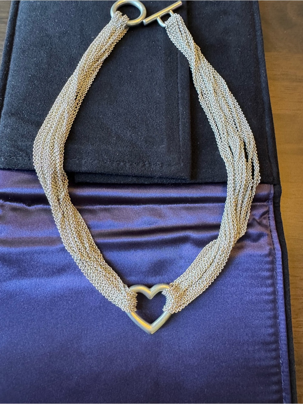 Tiffany & Co. Silver Multi-Strand Heart Toggle Necklace